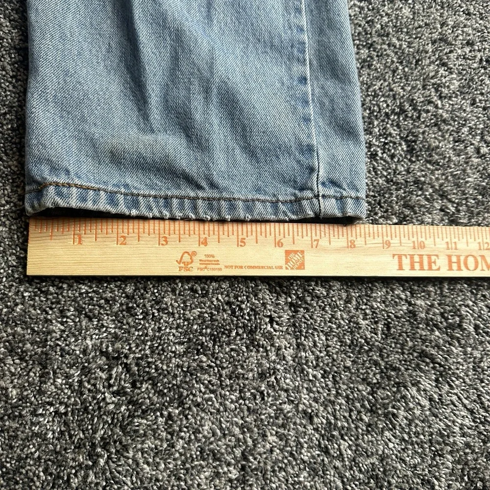 Levis 505 Jeans 38x32 Blue Distressed Denim Straight Leg Faded Y2K Grunge Skater